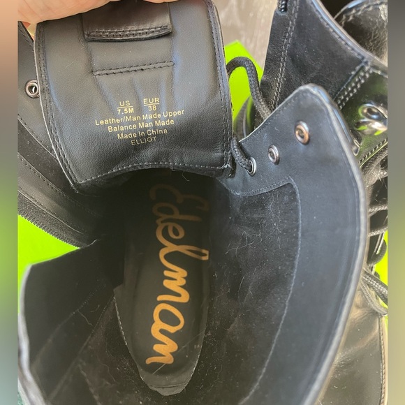 Sam Edelman Black Leather Women's Platform Boots - Picture 7 of 8